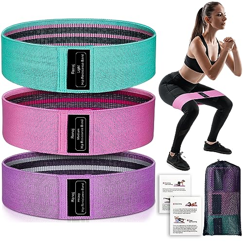 Bundle Set of 8 Resistance Bands for Workout, 5 Latex Exercise Bands and 3 Fabric Booty Bands with 2 Portable Bags