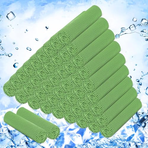 Hosuly 50 Pack Cooling Towels, 40"x12" Yoga Towels Ice Breathable Soft Chilly Sweat Rag Microfiber Workout Rags for Neck and Face for Gym Golf Sport Running(Green) - color: Green