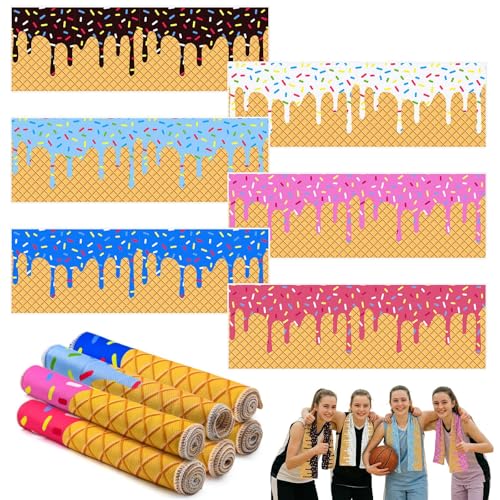 12 Pcs Mini Ice Cream Drip Baseball Party Favor Cooling Towel Gift 30 x 9 Inch Microfiber Ice Cream Drip Cooling Towels Sweat Absorbent Baseball Team Gift for Hot Weather Workout Yoga Gym Coach