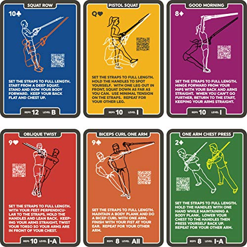Stack 52 Suspension Exercise Cards Compatible with All Suspension Trainers. Suspended Bodyweight Resistance Workout Game. Video Instructions Included. Fun Home Fitness Program.(Mega Pack) - color: 122 Card Mega Pack