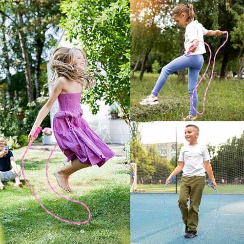 Jump Rope for Kids, Adjustable Jump Ropes for 4 5 6 7 8 10 12, Tangle Free - color: Blue and Pink