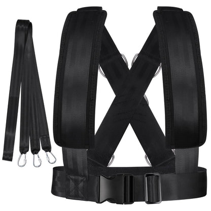 Adjustable Sled Harness - with Resistance Band for Strength and Fitness Training Padded Shoulder Straps and Waist Belt for Workout Sled Pulling Durable Neoprene and Polyester Vest