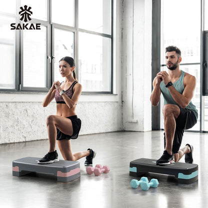 Aerobic Stepper Set with Dumbbells & Measuring Tape, Adjustable Height 2 Level Risers Workout Exercise Step Platform, 4 Colors, the Ultimate Gift for a Joyful Holiday and Merry Christmas