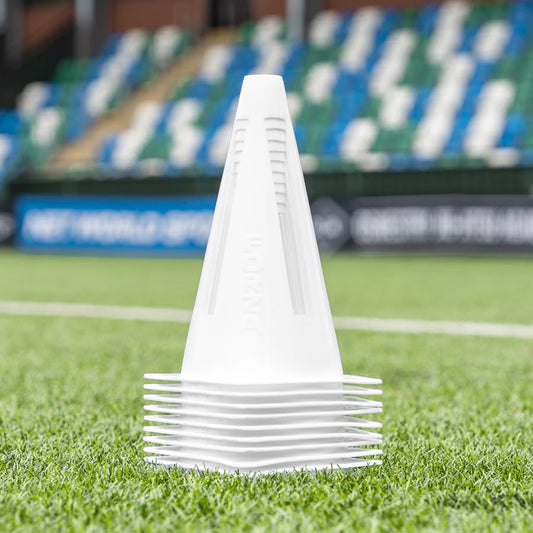 FORZA Flexi Cones [10 Pack] | Ultra-Durable Training Cones for Sports Drills and Practice – Available in 9 Bright Color Options - color: White
