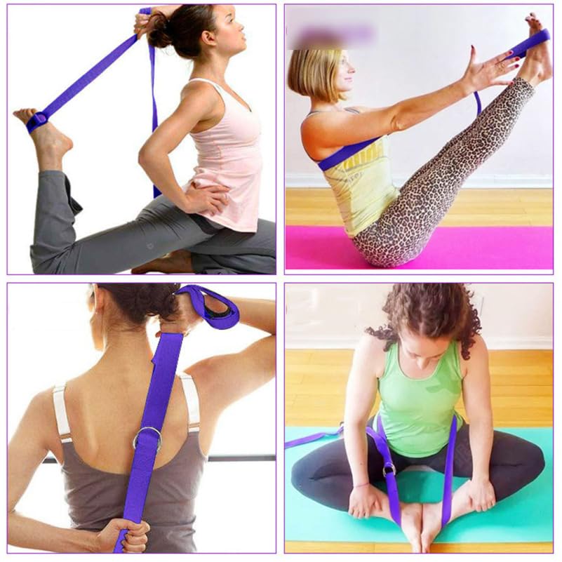 POPETPOP Yoga Stretch Belt 72 Inch Elastic Fitness Stretch Band with Durable Buckle for Flexibility Muscle Stretching and Daily Exercise