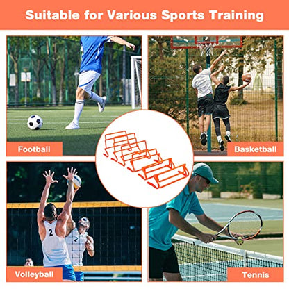 Adjustable Agility Hurdles,4 Height Speed Training Hurdles, Portable Speed Training Equipment with Carry Bag for for Athletes,Kids,Soccer,Basketball