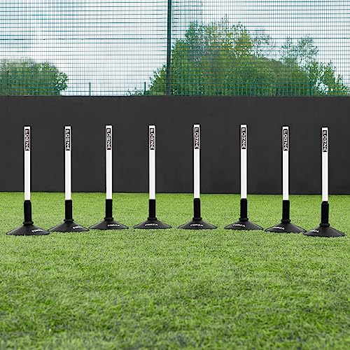 FORZA Slalom Agility Poles | Improve Endurance, Speed & Footwork | Color, Size & Rubber Base Options Available [8 Pack] - color: White, size: With Bases, style: 1.5ft (1in Thickness)