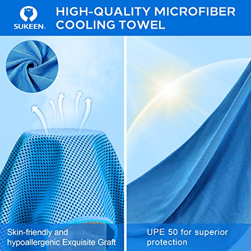Sukeen 4 Pack Cooling Towels (40"x 12"), Cooling Neck Wraps, Soft Ice Towel - color: Dark Blue/Grey/Green/Blue