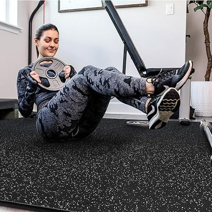 SUPERJARE 0.4'' Thick 6 Pcs 24 Sq Ft Rubber Top Exercise Equipment Mats - size: 6 Tiles (24 Sq Ft)