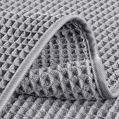 POLYTE 430 GSM Poly Blend Microfiber Quick Dry Waffle Hand Towel, 16x30 in - color: Gray