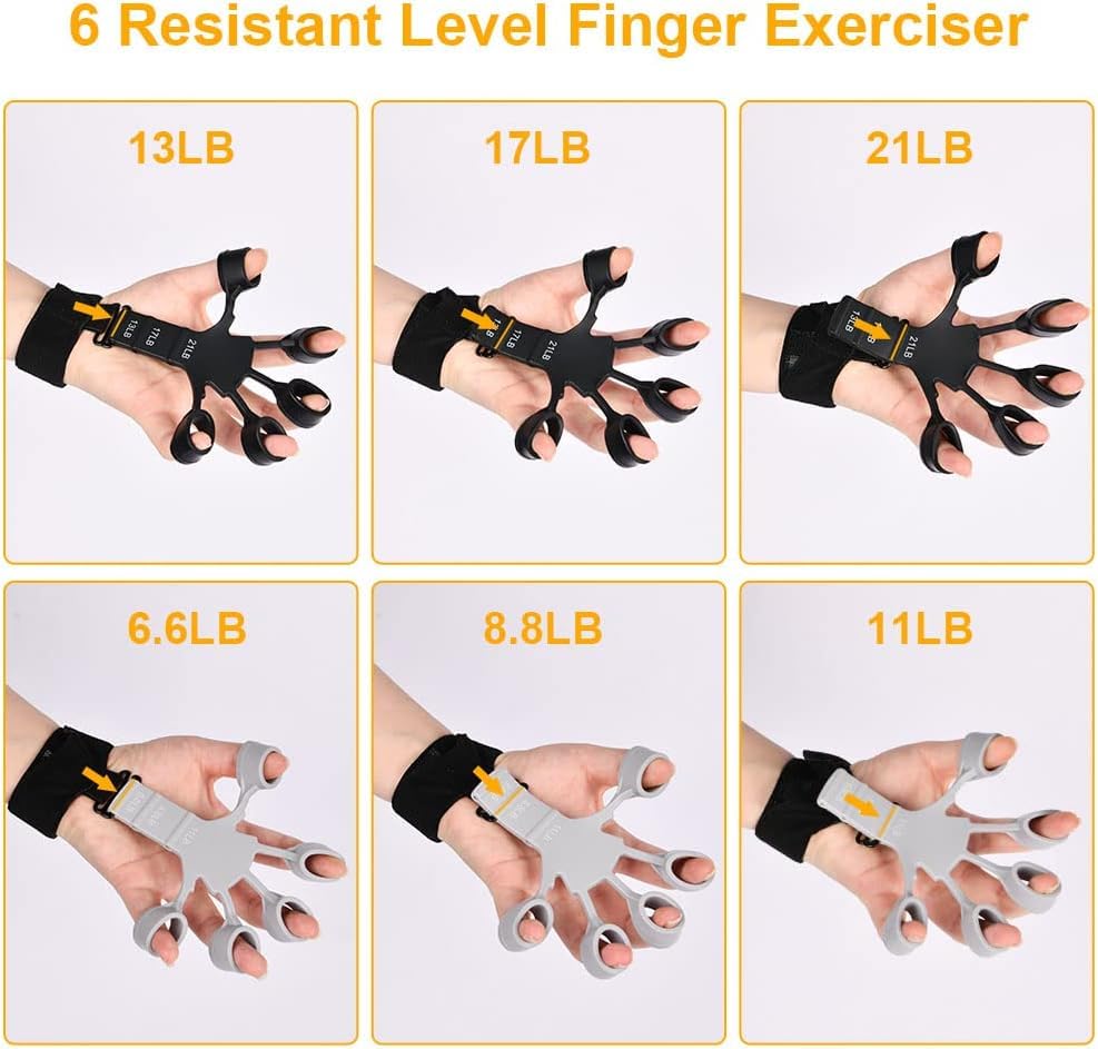 Finger Strengthener Extension Exerciser Stretcher, Strength Adjustment Finger Resistance Bands Used to Exercise Finger Strength - Gray 1PCS