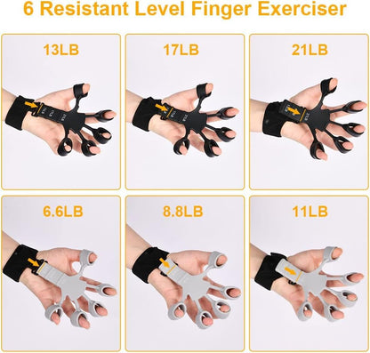 Finger Strengthener Extension Exerciser Stretcher, Strength Adjustment Finger Resistance Bands Used to Exercise Finger Strength - Gray 1PCS