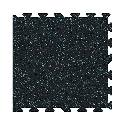 IncStores 8mm Strong Rubber Tiles (23in x 23in Tiles/Multi Piece Floor Kits) Interlocking Rubber Gym Mats for Home Gym Flooring & Fitness Room Floors - color: Blue, style: (Expandable Area) 4 Border Tiles