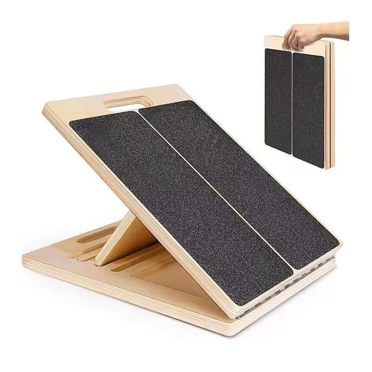 Slant Board for Calf Stretching, Adjustable Portable Wooden Incline Board for Calf Stretcher with Training Poster, 300 Lbs Weight Capacity Physical Therapy Equipment for Leg, Knees, Heel, Ankle