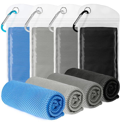 4 Pack Cooling Towel for Neck and face(40"x12"), Cooling Neck Wraps, Quick Dry Towels, Ice Towel for Gym, Yoga, Running, Workout - color: Light Blue/Gray/Dark Gray/Black