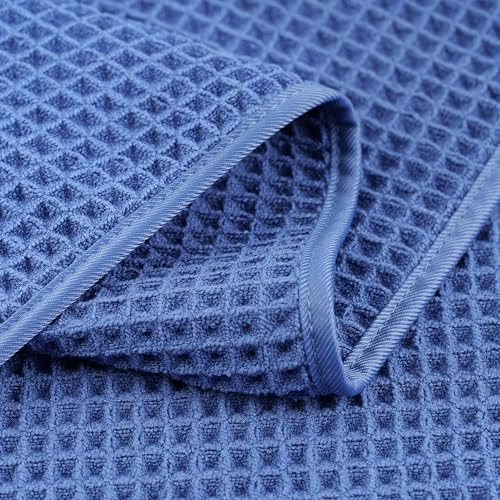 POLYTE 430 GSM Poly Blend Microfiber Quick Dry Waffle Hand Towel, 16x30 in - color: Royal Blue