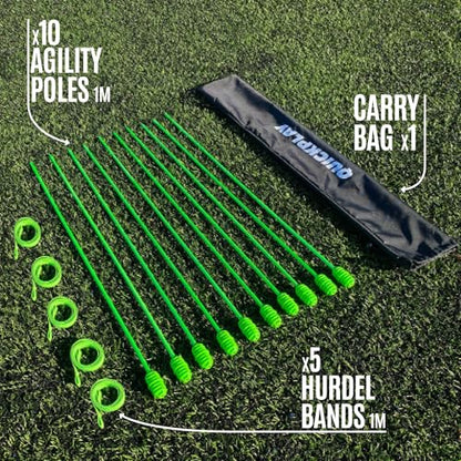 QUICKPLAY PRO Agility Poles (10x Adjustable 3ft to 6ft) for Turf & Court Training - style: Set of 10 Agility poles