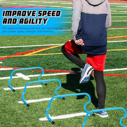 Wettarn 12 Pcs 9" Speed Training Agility Hurdles for Athletes Reliable Training Hurdle Plyometric All Purpose Practice Equipment for Soccer Basketball Football - color: Blue