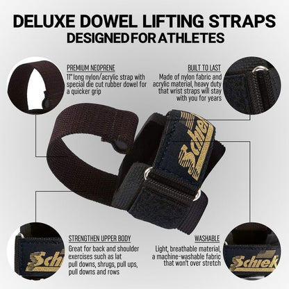 Schiek Sports Model 1000-DLS Deluxe Dowel Lifting Straps - color: Gold
