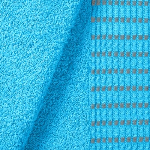 MALLONI HOME Ultra Soft 3 Pack Cotton Towel Set, Contains a Bath Towels 28x55 inch, a Hand Towels 16x24 inch & a Wash Coths 12x12 inch, Ideal Everyday use, Compact & Lightweight - Turquoise Blue - color: Turquoise Blue, size: 3 Pack Set