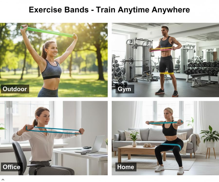 New Horrizon Resistance Bands Resistance Loop Exercise Bands for Working Out, Set of 5 with Carry Bag – Strength Training & Physical Therapy Bands for Men & Women – Home Gym & Yoga – Lifetime Support