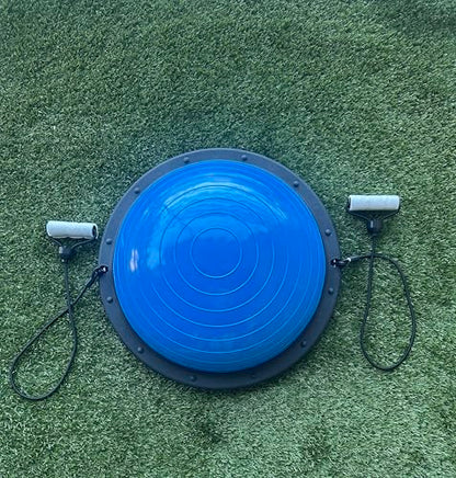Balance Ball Trainer with Resistance Bands and Foot Pump, Inflatable Yoga Ball for Home Gym Workouts, 23 Inch Exercise Half Ball for Balance Training Core Strength Fitness More, 330lb Cap