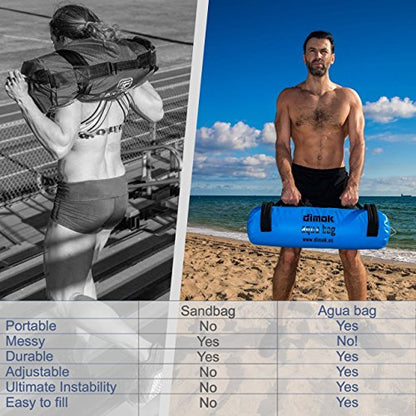 Workout Sand Bag Water Aqua Bag Training Weight Bag Military Sandbag for Fitness 45-80 LBS - Full Body Heavy Equipment