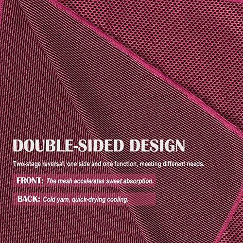 10 Pack Cooling Towels Bulk Microfiber Ice Towel Quick Dry Breathable Chilly Sweat Towel Stay Cool for Neck Face Yoga Gym Workout Running Pilates Beach with Carabin Bag, 40x12'', Rose - color: Rose Red