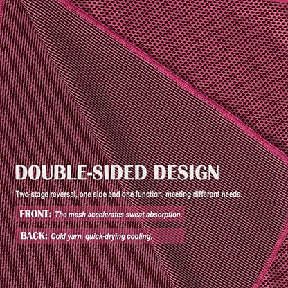 10 Pack Cooling Towels Bulk Microfiber Ice Towel Quick Dry Breathable Chilly Sweat Towel Stay Cool for Neck Face Yoga Gym Workout Running Pilates Beach with Carabin Bag, 40x12'', Rose - color: Rose Red