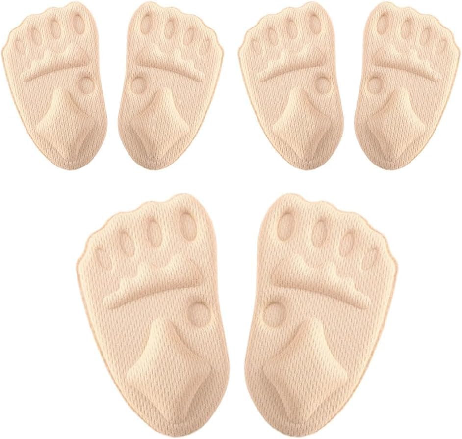 3 Pairs Metatarsal Pads for Women Men, 2026 Upgraded Breathable Shoe Inserts, Ball of Foot Cushions, Comfort Non-Slip Foot Pads (Beige)