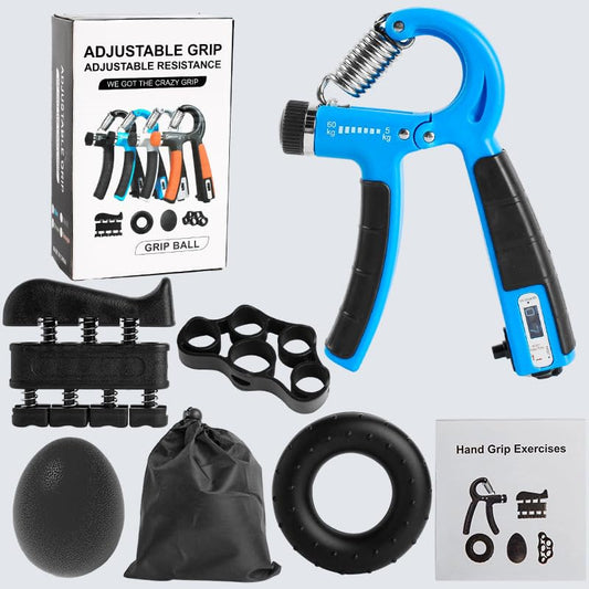 Grip Strength Trainer, Hand Grip Exerciser Strengthener Forearm with Adjustable Resistance 11-132 Lbs (5-60kg) - color: blue