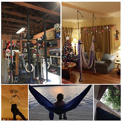 Hammock Hanging Hook Kit, Load Capacity 1400 lb, Stainless Steel Round Mount Pads, Spring Snap Hooks, Lag Screws Set for Hammock Yoga Swing Chair Punching Bag Indoor Outdoor Relaxation
