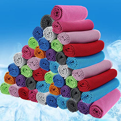 BBTO 100 Pack Cooling Towel - Microfiber Cold Sports Sweat Rags Neck & Face Breathable Ice Chilly Towel for Gym Yoga Golf Workout Beach Accessories