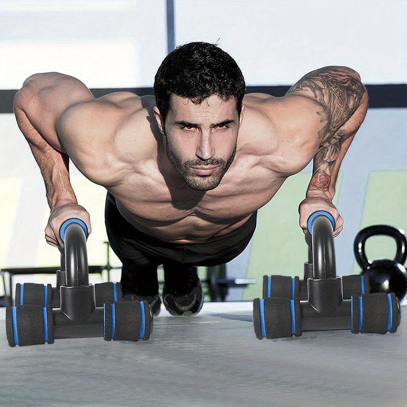 Holiday Gift Home Workout Equipment Push Up Bars - Universal Blue/Red/Green Pushup Rod with Cushioned Foam Grip & Non-slip Design