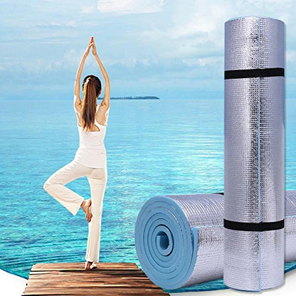 Bottone 6mm Thickness Yoga Mat,Soft Non-slip EVA Foam Yoga Pad,Dampproof Sleeping Mattress Mat,for Pilates,Fitness,Workout,Lose Weight Gym Exercise with Carrier Blue(70.87"x19.69"x 0.24")