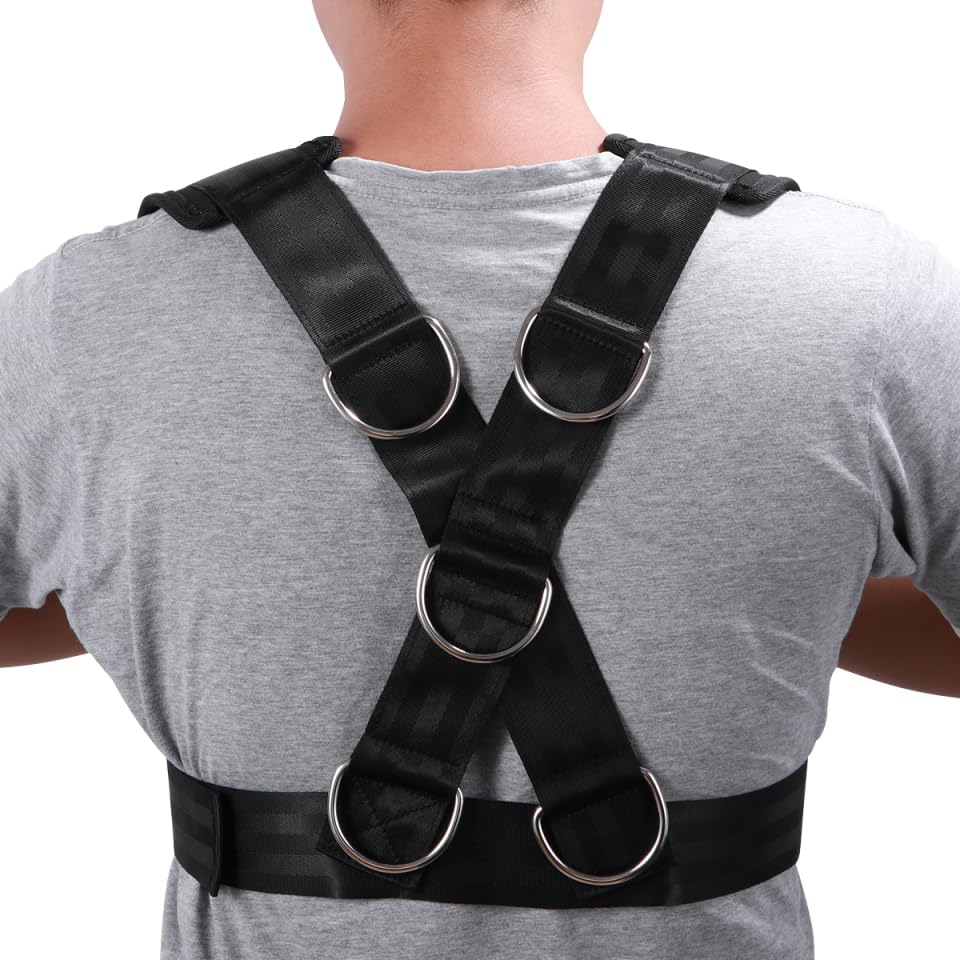 Adjustable Sled Harness - with Resistance Band for Strength and Fitness Training Padded Shoulder Straps and Waist Belt for Workout Sled Pulling Durable Neoprene and Polyester Vest