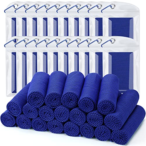Cooling Towel (Pack of 20, 40"x12") with Pouches for Sports, Workout, Fitness, Gym, Yoga, Golf, Pilates, Travel, Camping & More