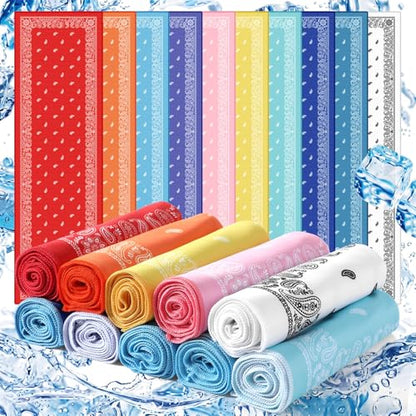 10 Pack Paisley Cooling Towels 40"x12" Microfiber Ice Towels Bulk for Neck & Face Summer Quick-Dry Sweat Rags for Gym Yoga Golf Running Sport Hot Weather Gifts