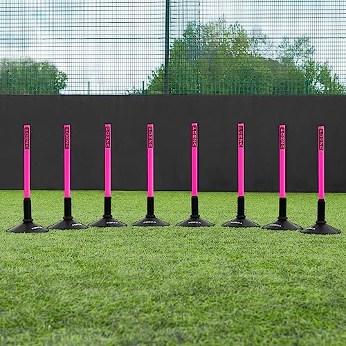 FORZA Slalom Agility Poles | Improve Endurance, Speed & Footwork | Color, Size & Rubber Base Options Available [8 Pack] - color: Pink, size: With Bases, style: 1.5ft
