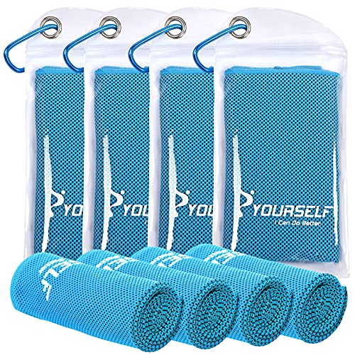 Cooling Towels for Neck and Face, 4 Pack 40" x 12" Cooling Towel for Hot Weather, Soft Breathable Instant Cool Chilly Pad for Sports Golf Yoga Gym Athletes Camping Ice Towels(Blue) - color: 4 Pack-blue