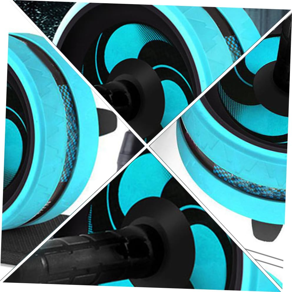 ABOOFAN Mute Ab Roller Wheel with Knee Pad and Jump Rope Non-slip Handles for Comfortable Grip Silent Core Strength Trainer for Women and Beginners Blue and Black Fitness Equipment for