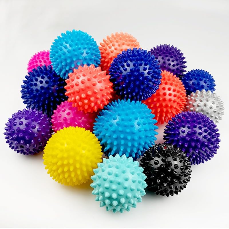 Pack of 2 Spiky Hard Massage Balls - PVC Trigger Point Balls for Muscle Relief, Myofascial Release, Foot Roller & Neck Massager (2, Purple 6.8cm) - color: Purple（6.8cm)