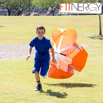 Running Resistance Parachute Durable 56" Orange Speed Sprint Training Chute - Free Carrying Bag - Maximize & Explosive Acceleration Soccer Football Agility Ladder Speed