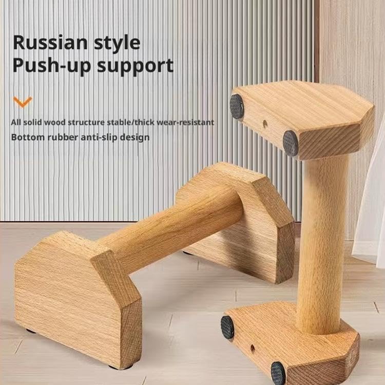 2PCS Wooden Parallettes Push up Bars,Non-Slip Base Exercise Home Workout Equipment,Calisthenics Bar - Handstand Blocks and Pushup Handles for Home Gym, Calisthenics & Strength Training