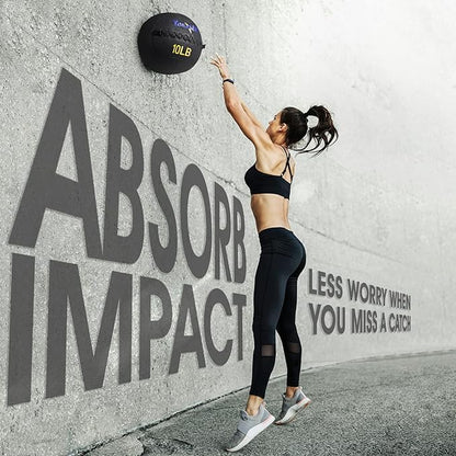 Yes4All Wall Ball, Soft Leather Weighted Iron Sand Ball for Dynamic Multifunctional Exercise, 6 LB - 30 LB - color: A. Black, style: A. 6LB