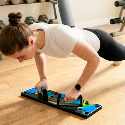 FORZA Push Up Board & Bar Set - 9-in-1 Push Up Board for Chest, Shoulders, Triceps & Back - Portable Home Gym Strength Training Board with Foam Cushioned Handles
