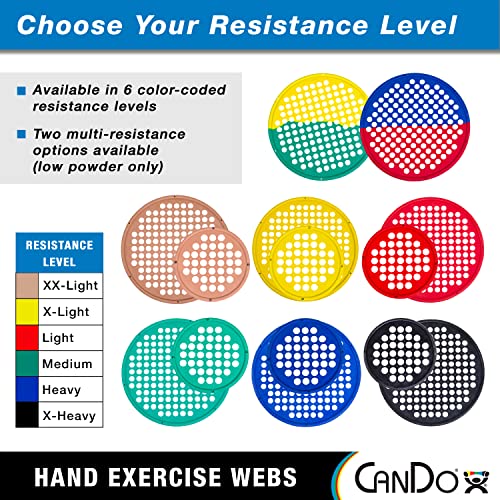 CanDo Hand Exercise Webs for Physical Therapy, Grip Strengthening, and Hand, Finger, Wrist Resistance Workouts, Portable Size, Low Powder, 14" Diameter, Blue: Heavy