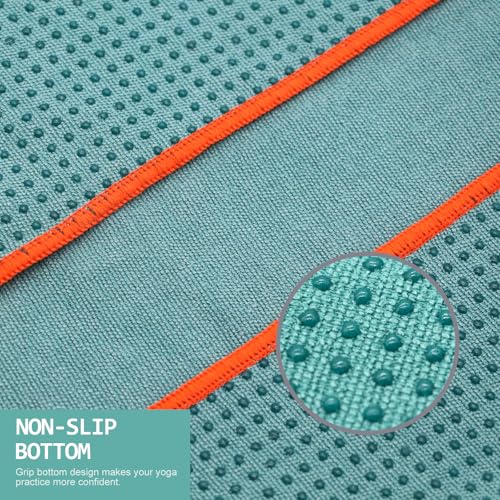 Eunzel 2 Pack Hot Yoga Towel with Grip Dot, Non Slip Yoga Mat Towe Sweat Absorbent Towel for Hot Yoga,Bikram, Pilates and Fitness 72" x 24", Dark Cyan/Steel Blue - color: Dark Cyan/ Steel Blue