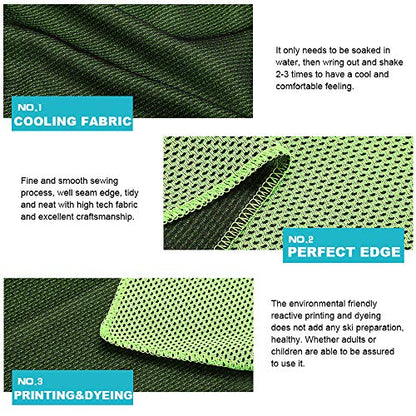10 Pack Cooling Towels Bulk Microfiber Ice Towel Quick Dry Breathable Chilly Sweat Towel Stay Cool Towel for Neck Face Yoga Gym Workout Running Pilates Beach with Carabin Bag, 40x12'', Green - color: Green