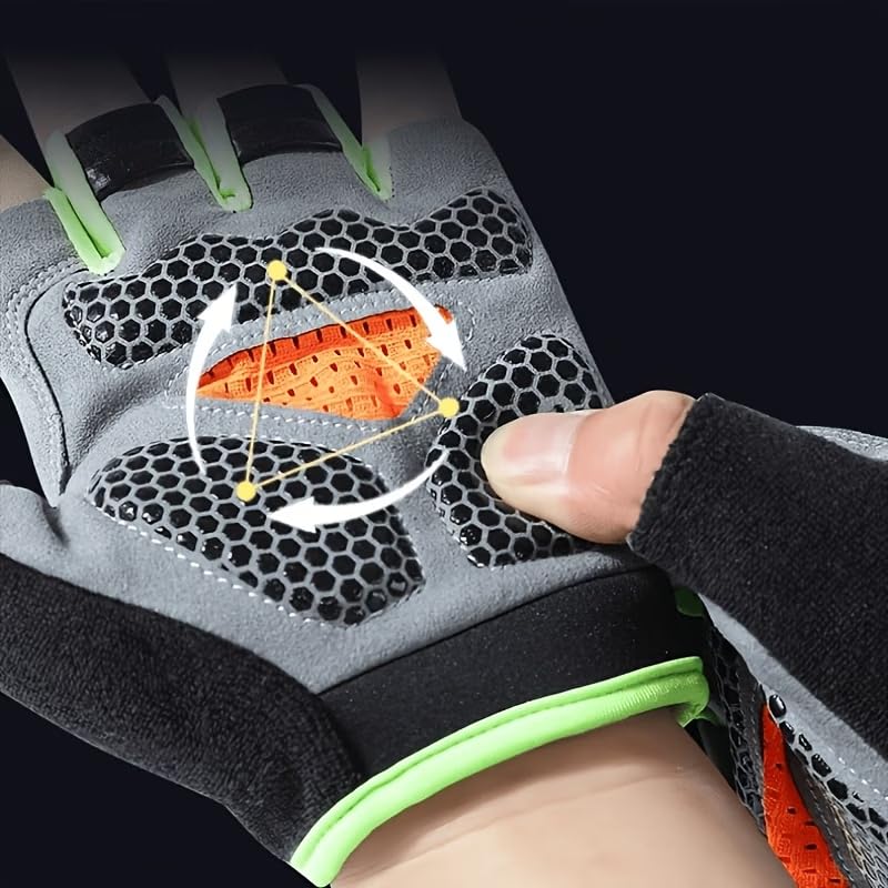 1 Pair Half Finger Cycling Gloves, Breathable Non-Slip Padded Workout Gloves, Lightweight Outdoor Sports Gloves